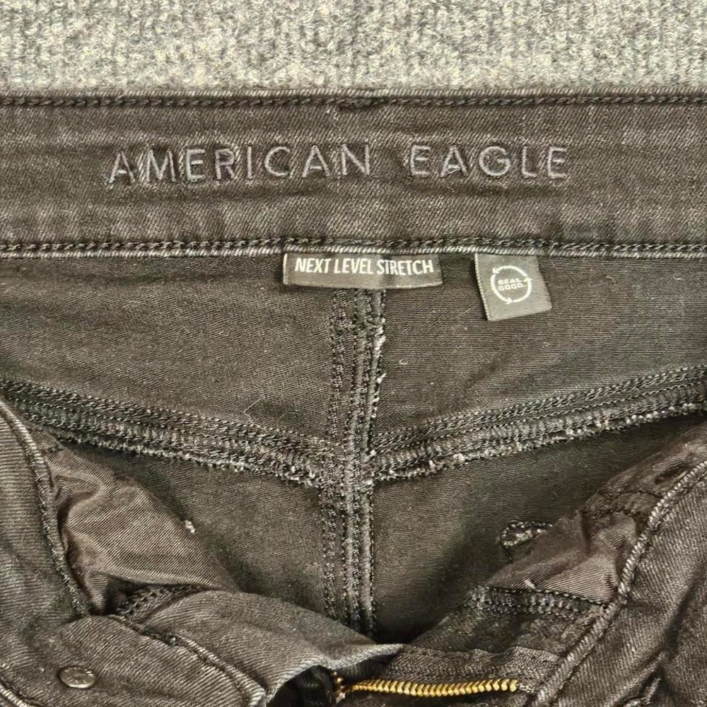 American Eagle next level stretch black‎ distressed denim shorts - Picture 3 of 5